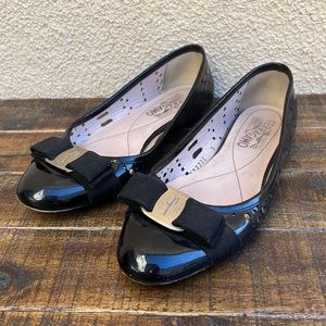 Salvatore Ferragamo Black Patent Ballet Flats